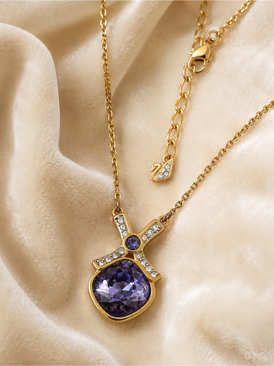 Swarovski Jewelry - Swarovski Violet Crystal Gold Tone Pendant Necklace Adjustable Gift Box